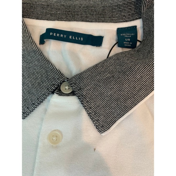 Perry Ellis Mens Short Sleeve Polo Shirt Bright White Size Large Style - Picture 6 of 9